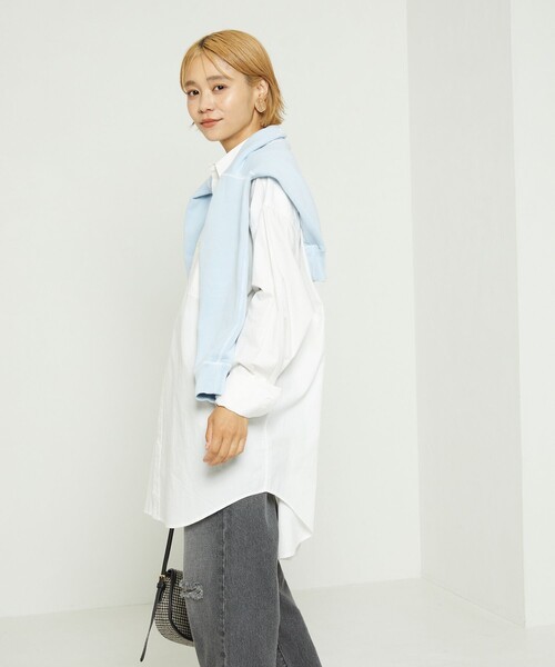 FREAK'S STORE（フリークスストア）の「ビッグワイドカフスシャツ（シャツ/ブラウス・レディース・ネイビー/オフホワイト/ピンク・ﾌﾘ-）」の4枚目の写真