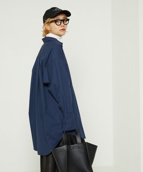 FREAK'S STORE（フリークスストア）の「ビッグワイドカフスシャツ（シャツ/ブラウス・レディース・ネイビー/オフホワイト/ピンク・ﾌﾘ-）」の7枚目の写真