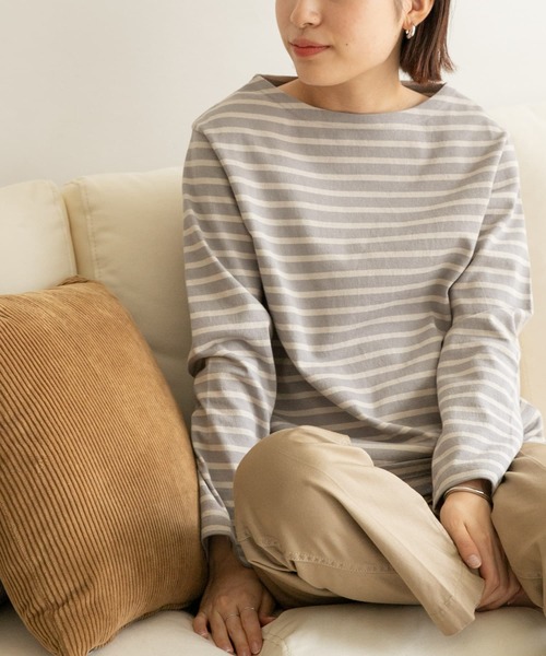 FORK&SPOON（フォークアンドスプーン）の「FORK&SPOON　ボートネックボーダー（Tシャツ/カットソー・レディース・ホワイト系その他/グレー系その他/ブルー系その他/レッド系その他・1/2）」の2枚目の写真