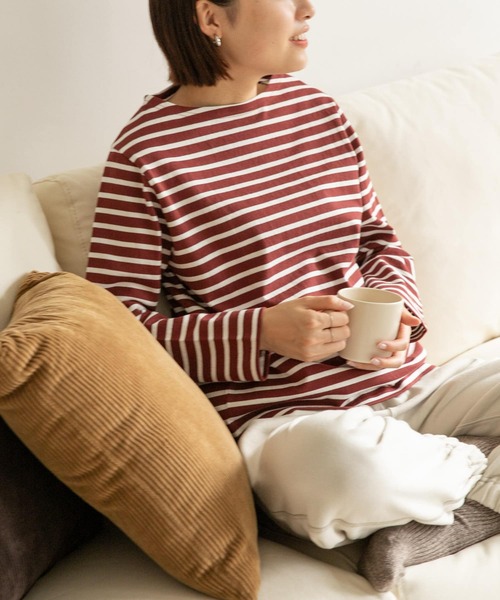 FORK&SPOON（フォークアンドスプーン）の「FORK&SPOON　ボートネックボーダー（Tシャツ/カットソー・レディース・ホワイト系その他/グレー系その他/ブルー系その他/レッド系その他・1/2）」の5枚目の写真