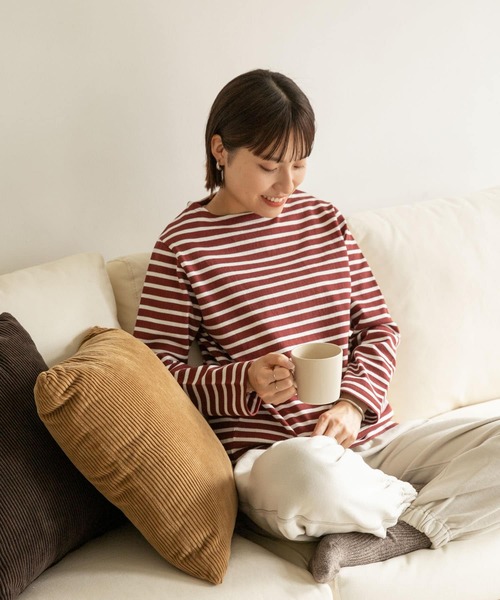 FORK&SPOON（フォークアンドスプーン）の「FORK&SPOON　ボートネックボーダー（Tシャツ/カットソー・レディース・ホワイト系その他/グレー系その他/ブルー系その他/レッド系その他・1/2）」の6枚目の写真