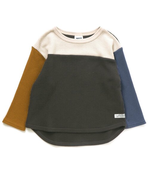 BREEZE（ブリーズ）の「クレイジーワッフルTシャツ（Tシャツ/カットソー・キッズ・ミント/チャコール/アイボリー・100/80/90/120/130/140/110）」の2枚目の写真