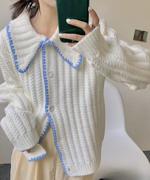 MAISON DE THERESE（メゾン ド テレーズ）の「大きなネック長袖カーディガン（カーディガン/ボレロ・レディース・イエロー/グリーン/アイボリー・MEDIUM）」の16枚目の写真