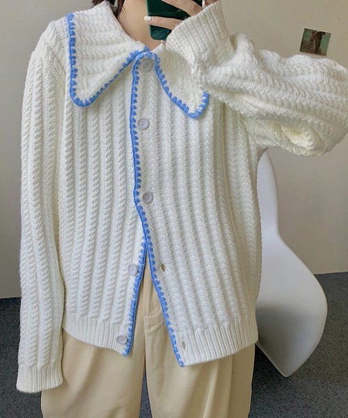 MAISON DE THERESE（メゾン ド テレーズ）の「大きなネック長袖カーディガン（カーディガン/ボレロ・レディース・イエロー/グリーン/アイボリー・MEDIUM）」の15枚目の写真