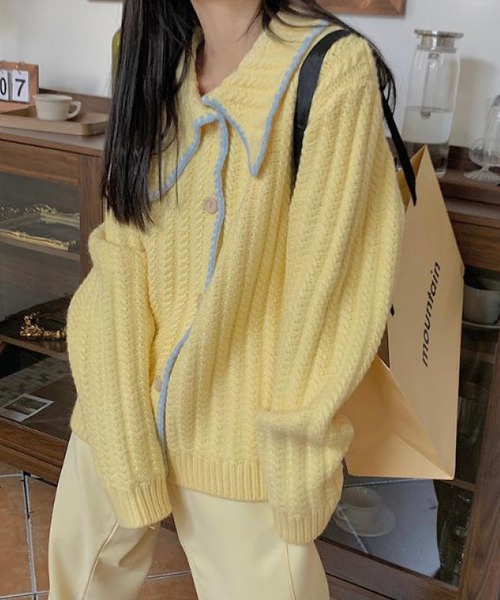 MAISON DE THERESE（メゾン ド テレーズ）の「大きなネック長袖カーディガン（カーディガン/ボレロ・レディース・イエロー/グリーン/アイボリー・MEDIUM）」の10枚目の写真