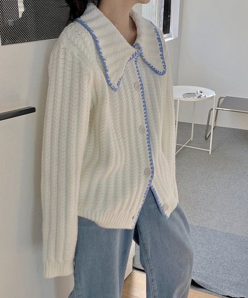 MAISON DE THERESE（メゾン ド テレーズ）の「大きなネック長袖カーディガン（カーディガン/ボレロ・レディース・イエロー/グリーン/アイボリー・MEDIUM）」の13枚目の写真