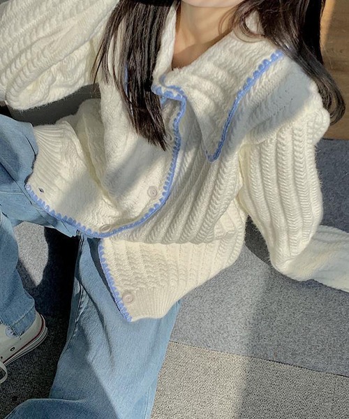 MAISON DE THERESE（メゾン ド テレーズ）の「大きなネック長袖カーディガン（カーディガン/ボレロ・レディース・イエロー/グリーン/アイボリー・MEDIUM）」の17枚目の写真