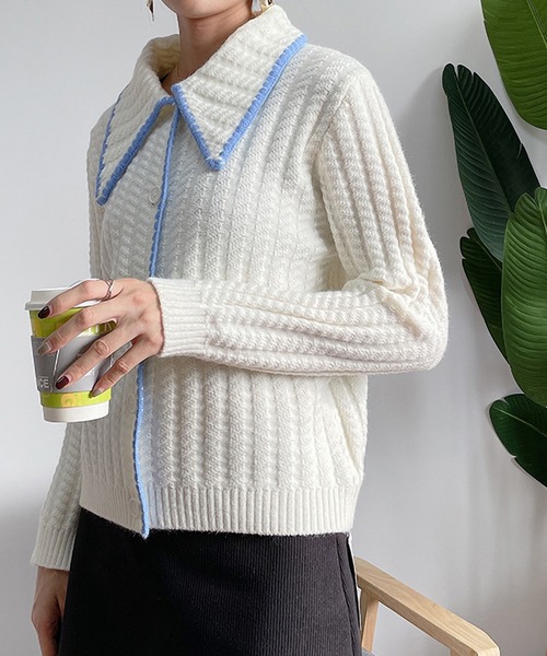 MAISON DE THERESE（メゾン ド テレーズ）の「大きなネック長袖カーディガン（カーディガン/ボレロ・レディース・イエロー/グリーン/アイボリー・MEDIUM）」の20枚目の写真