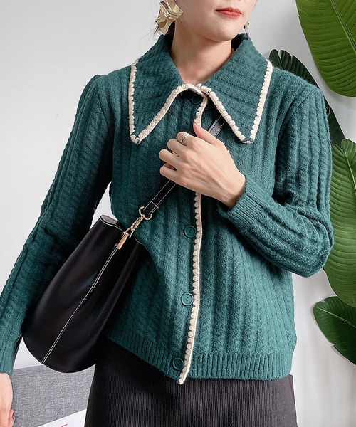 MAISON DE THERESE（メゾン ド テレーズ）の「大きなネック長袖カーディガン（カーディガン/ボレロ・レディース・イエロー/グリーン/アイボリー・MEDIUM）」の18枚目の写真