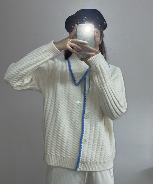 MAISON DE THERESE（メゾン ド テレーズ）の「大きなネック長袖カーディガン（カーディガン/ボレロ・レディース・イエロー/グリーン/アイボリー・MEDIUM）」の4枚目の写真