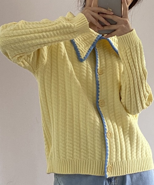 MAISON DE THERESE（メゾン ド テレーズ）の「大きなネック長袖カーディガン（カーディガン/ボレロ・レディース・イエロー/グリーン/アイボリー・MEDIUM）」の5枚目の写真