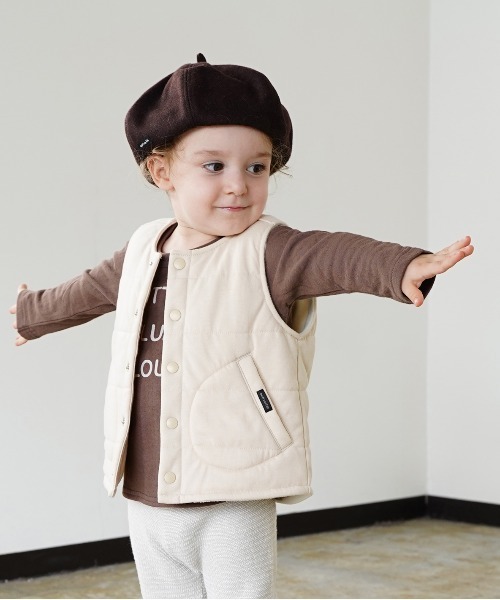 quoti use fith（クゥオティ　ユース　フィス）の「パデットウォームベスト（その他アウター・キッズ・ネイビー/ブラウン/アイボリー・90/100/110/120/80/130）」の2枚目の写真