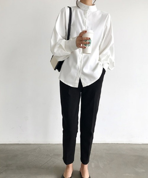 lala Born(ララボーン)の「スタンドカラー袖ボリュームブラウス(シャツ/ブラウス・レディース・ホワイト/ブラック/ベージュ/ブルー・FREE)」の5枚目の写真