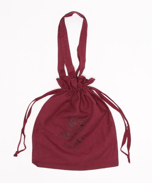 Samansa Mos2（サマンサ モスモス）の「35th【Slowlinen】刺繍巾着トートバッグ（トートバッグ・レディース・ベージュ/ボルドー・ﾌﾘ-）」の7枚目の写真