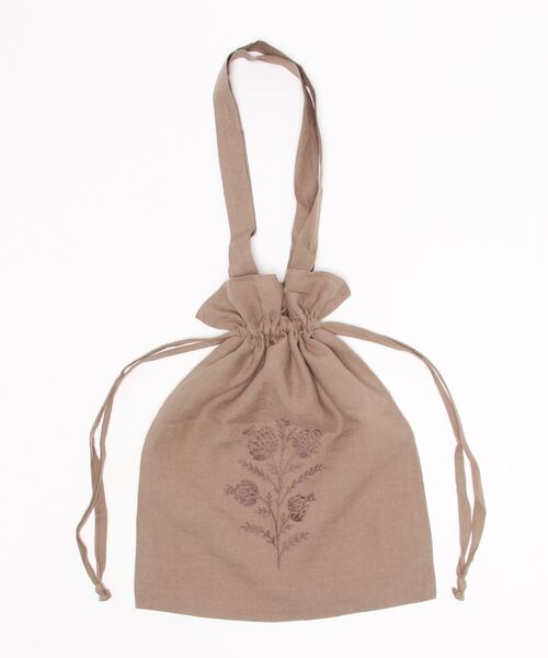 Samansa Mos2（サマンサ モスモス）の「35th【Slowlinen】刺繍巾着トートバッグ（トートバッグ・レディース・ベージュ/ボルドー・ﾌﾘ-）」の8枚目の写真