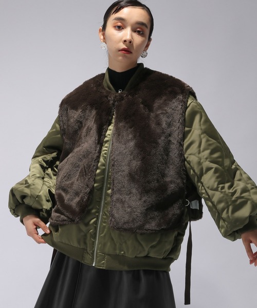 HARE（ハレ）の「ファーベストレイヤーMA-1(HARE)（MA-1・レディース・ブラック/グレー/カーキ・S/M）」の10枚目の写真