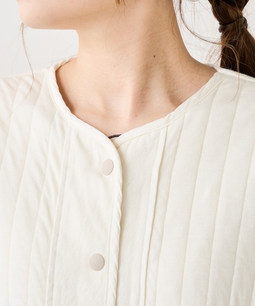 PUAL CE CIN(ピュアルセシン)の「オーガニックストライプキルトジャケット(その他アウター・レディース・チャコールグレー/カーキ/ライトベージュ/アイボリー・FREE)」の16枚目の写真