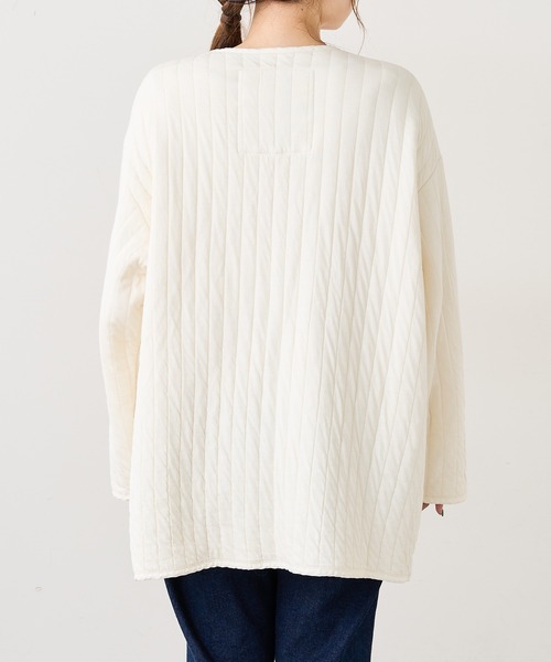 PUAL CE CIN(ピュアルセシン)の「オーガニックストライプキルトジャケット(その他アウター・レディース・チャコールグレー/カーキ/ライトベージュ/アイボリー・FREE)」の15枚目の写真