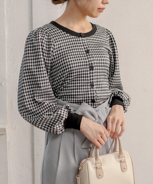 OLIVE des OLIVE（オリーブデオリーブ）の「ジャガードのかわいい長袖カーディガン（カーディガン/ボレロ・レディース・ブラック/ベージュ/スミクロ・FREE）」の6枚目の写真