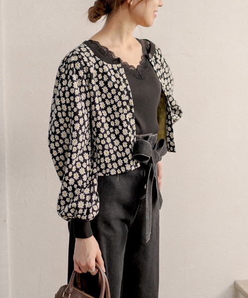 OLIVE des OLIVE（オリーブデオリーブ）の「ジャガードのかわいい長袖カーディガン（カーディガン/ボレロ・レディース・ブラック/ベージュ/スミクロ・FREE）」の17枚目の写真