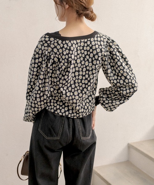 OLIVE des OLIVE（オリーブデオリーブ）の「ジャガードのかわいい長袖カーディガン（カーディガン/ボレロ・レディース・ブラック/ベージュ/スミクロ・FREE）」の7枚目の写真