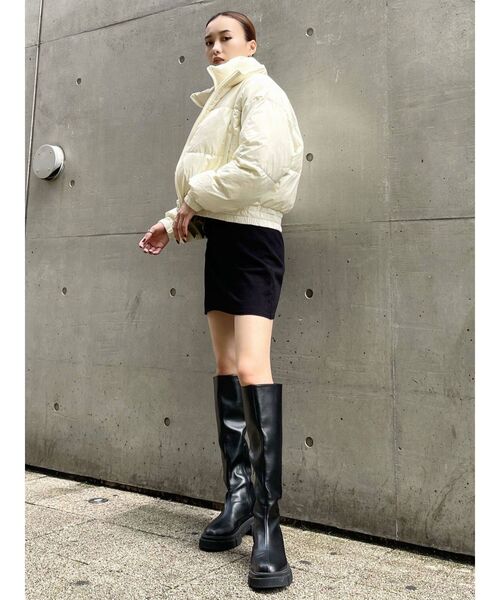 EMODA（エモダ）の「フラットロングソールブーツ（ブーツ・レディース・ブラック/アイボリー・SMALL/MEDIUM/LARGE）」の8枚目の写真