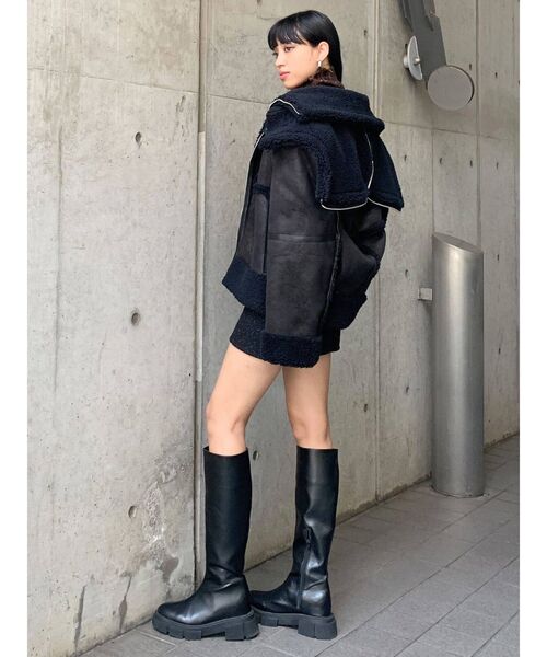 EMODA（エモダ）の「フラットロングソールブーツ（ブーツ・レディース・ブラック/アイボリー・SMALL/MEDIUM/LARGE）」の12枚目の写真