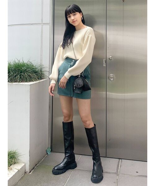 EMODA（エモダ）の「フラットロングソールブーツ（ブーツ・レディース・ブラック/アイボリー・SMALL/MEDIUM/LARGE）」の3枚目の写真