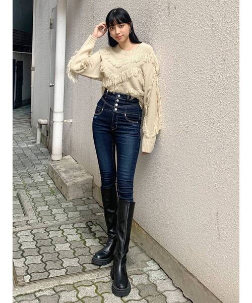 EMODA（エモダ）の「フラットロングソールブーツ（ブーツ・レディース・ブラック/アイボリー・SMALL/MEDIUM/LARGE）」の20枚目の写真