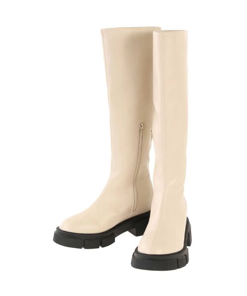 EMODA（エモダ）の「フラットロングソールブーツ（ブーツ・レディース・ブラック/アイボリー・SMALL/MEDIUM/LARGE）」の4枚目の写真