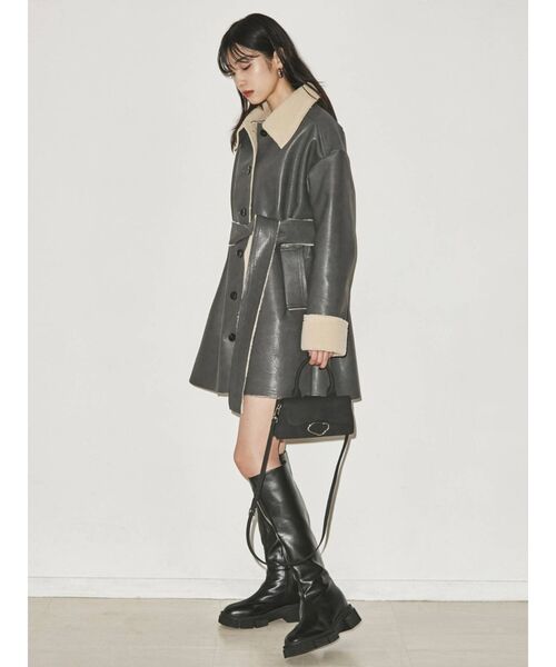 EMODA（エモダ）の「フラットロングソールブーツ（ブーツ・レディース・ブラック/アイボリー・SMALL/MEDIUM/LARGE）」の7枚目の写真