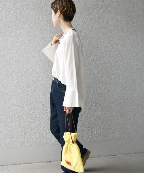 セール】SHIPS any:〈ウォッシャブル〉エンブロイダリー キーネック