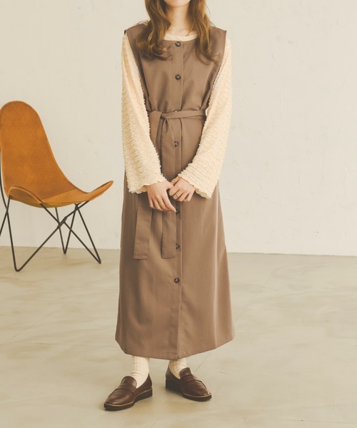 Ambre Neige（アンブルネージュ）の「2WAYジャンスカ／【WEB/EC限定商品】（サロペット/オーバーオール・レディース・ダークブラウン/ベージュ/ブラック/モカ・FREE）」の3枚目の写真