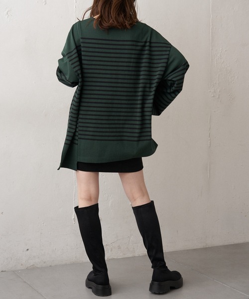 Chico（チコ）の「【新色追加】ルーズボーダーアシメロンT（Tシャツ/カットソー・レディース・ホワイト/ブラウン/グリーン/ブラック/ピンク系その他2/ブルー系その他2・FREE）」の17枚目の写真