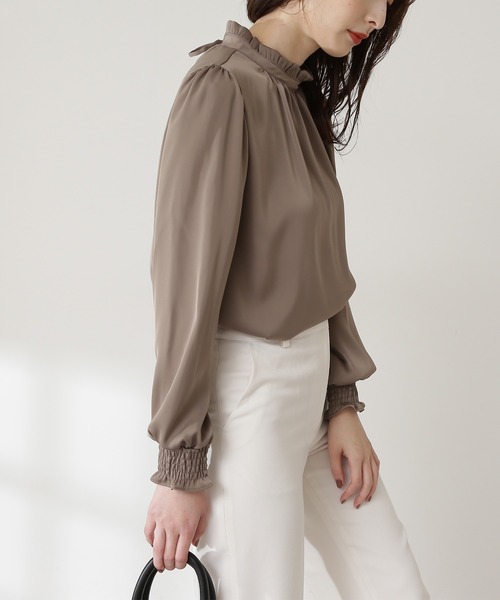 N.（N. Natural Beauty Basic）（エヌエヌナチュラルビューティーベーシック）の「【追加生産】◆フリルネックバックリボンブラウス（シャツ/ブラウス・レディース・ホワイト/ベージュ・MEDIUM）」の10枚目の写真