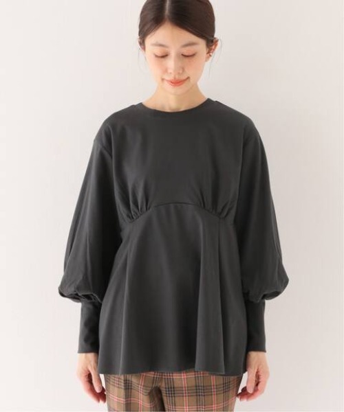 SLOBE IENA(スローブイエナ)の「スムースギャザーチュニック【手洗い可能】◆(Tシャツ/カットソー・レディース・チャコールグレー/オリーブ・FREE)」の7枚目の写真