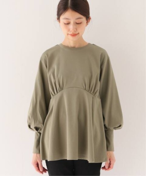 SLOBE IENA(スローブイエナ)の「スムースギャザーチュニック【手洗い可能】◆(Tシャツ/カットソー・レディース・チャコールグレー/オリーブ・FREE)」の5枚目の写真
