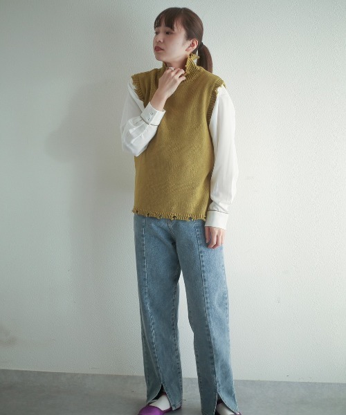 spoon store(スプーンストア)の「レイヤードダメージニット(ニット/セーター・レディース・オレンジ/グリーン・フリー)」の18枚目の写真