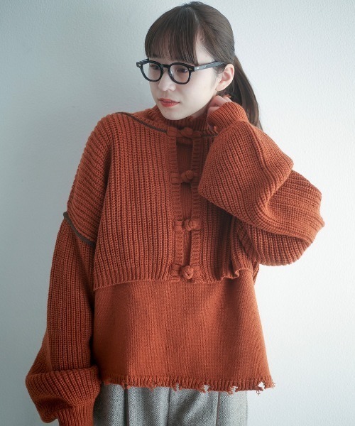 spoon store(スプーンストア)の「レイヤードダメージニット(ニット/セーター・レディース・オレンジ/グリーン・フリー)」の20枚目の写真