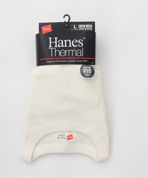 HANES(ヘインズ)の「【Hanes/ヘインズ】メンズ サーマル クルーネックロングスリーブTシャツ(Tシャツ/カットソー・メンズ・ブラック/オフホワイト/ヘザーグレー・MEDIUM/LARGE/X-LARGE)」の9枚目の写真