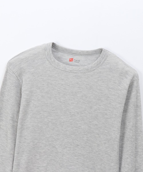 HANES(ヘインズ)の「【Hanes/ヘインズ】メンズ サーマル クルーネックロングスリーブTシャツ(Tシャツ/カットソー・メンズ・ブラック/オフホワイト/ヘザーグレー・MEDIUM/LARGE/X-LARGE)」の5枚目の写真