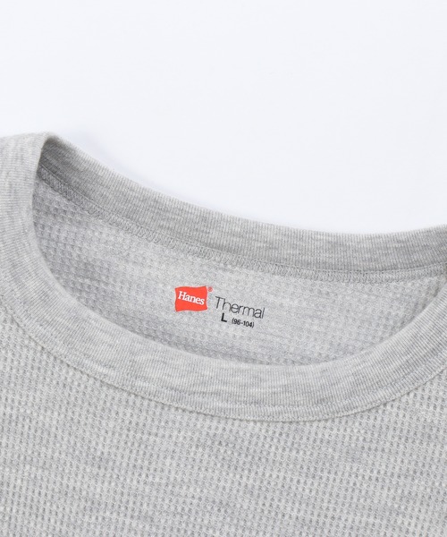HANES(ヘインズ)の「【Hanes/ヘインズ】メンズ サーマル クルーネックロングスリーブTシャツ(Tシャツ/カットソー・メンズ・ブラック/オフホワイト/ヘザーグレー・MEDIUM/LARGE/X-LARGE)」の6枚目の写真