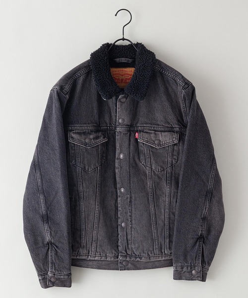 Levis リーバイス ブラック ボア デニム シェルパ ジャケット M 90's Levi's ブラックデニム ボアジャケット 表記(XL) オールブラック