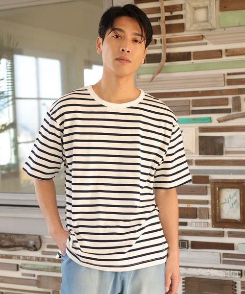 UNION STATION（ユニオンステーション）の「ボーダーテキスタイルカットソー（Tシャツ/カットソー・メンズ・ライトブルー/ネイビー/トップグレー・LL/M/L）」の3枚目の写真