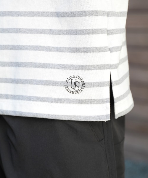 UNION STATION（ユニオンステーション）の「ボーダーテキスタイルカットソー（Tシャツ/カットソー・メンズ・ライトブルー/ネイビー/トップグレー・LL/M/L）」の16枚目の写真