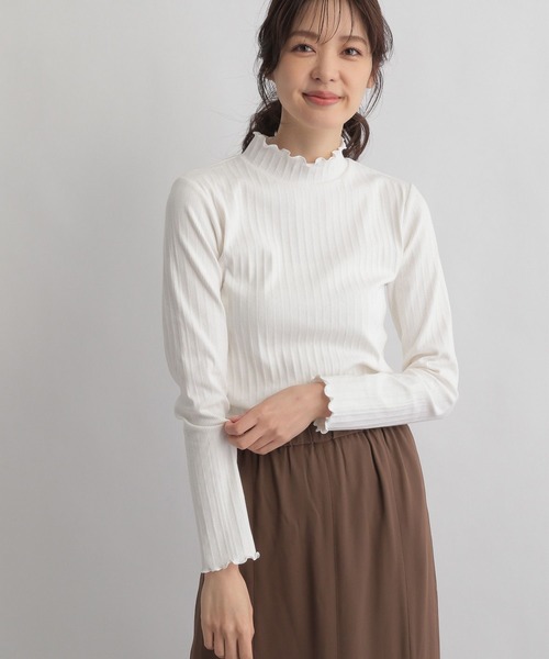 GLOBAL WORK（グローバルワーク）の「キレイミエメロートップス/261882（Tシャツ/カットソー・レディース・ホワイト/ライトグレー・FREE）」の2枚目の写真