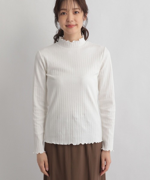 GLOBAL WORK（グローバルワーク）の「キレイミエメロートップス/261882（Tシャツ/カットソー・レディース・ホワイト/ライトグレー・FREE）」の13枚目の写真