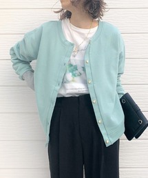 Q | 袖先カラー裏毛トップス(スウェット)