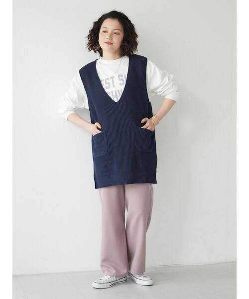 CRAFT STANDARD BOUTIQUE（クラフトスタンダードブティック）の「ストレートパンツ　＊（スラックス・レディース・ブラック/パープル/グリーン・M/L）」の6枚目の写真