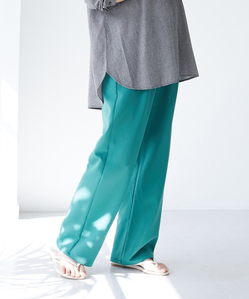 CRAFT STANDARD BOUTIQUE（クラフトスタンダードブティック）の「ストレートパンツ　＊（スラックス・レディース・ブラック/パープル/グリーン・M/L）」の2枚目の写真